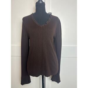 Lauren Ralph Lauren Cashmere Silk Sweater XL Brown Lightweight Luxe
